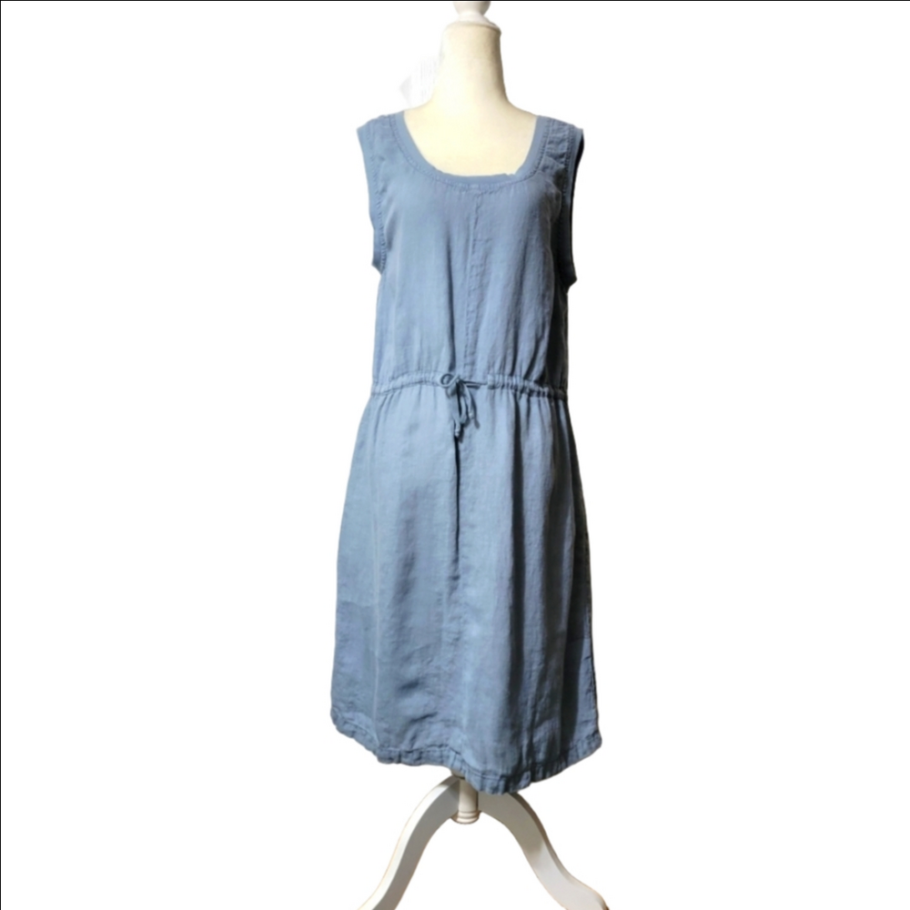 FLAX 100% Linen Chambray Blue Tank-Style Dress, Size Small